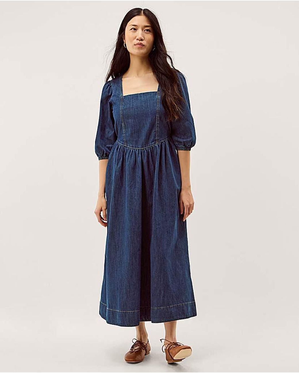Monsoon Blue Lily Denim Midi Dress