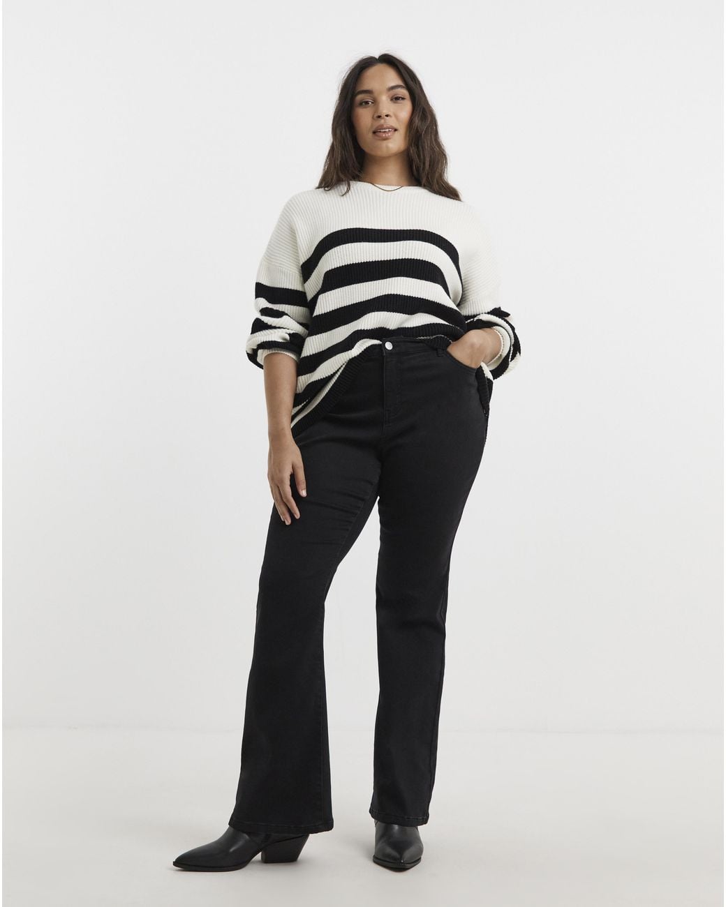 Simply Be Blue Fleece Lined Cosy Flare Leg Jean