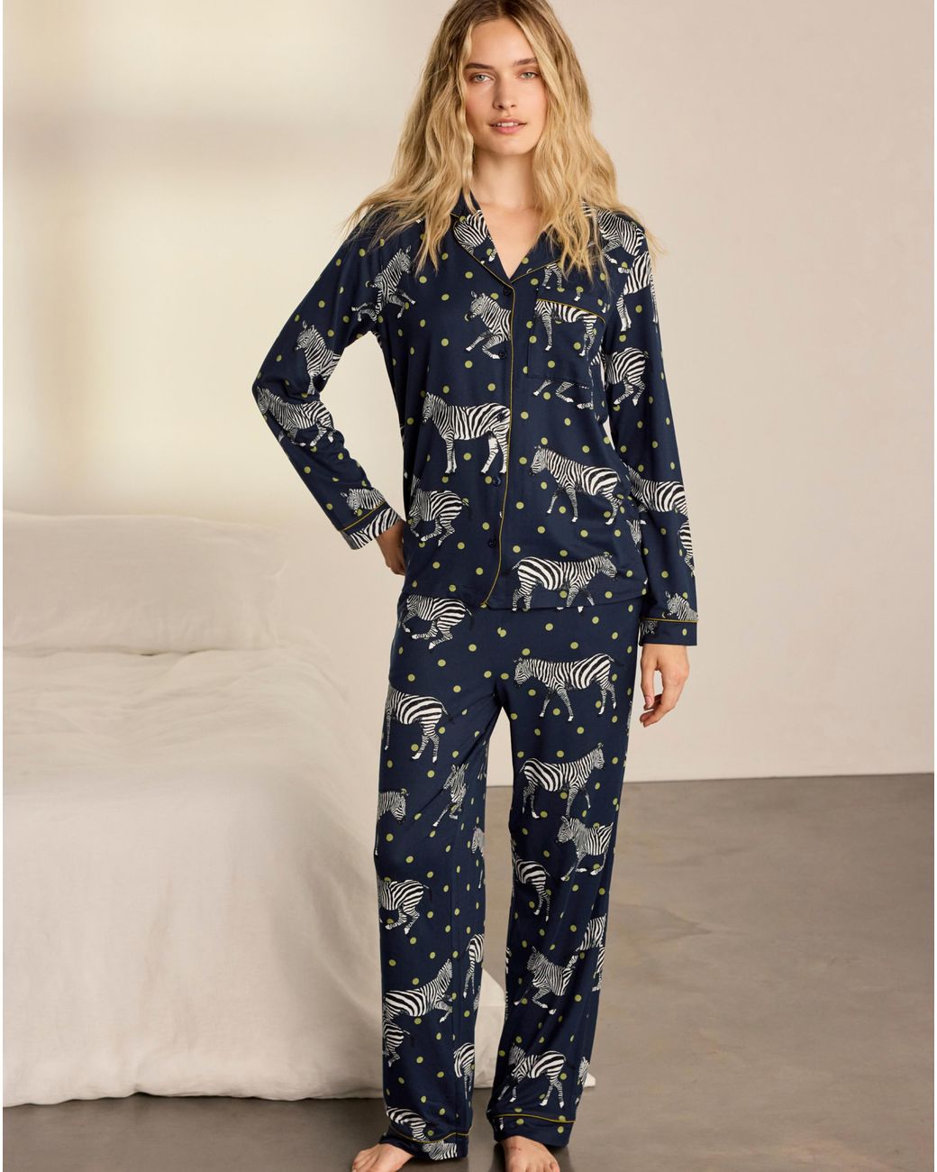 Chelsea Peers Blue Classic Long Button Up Set