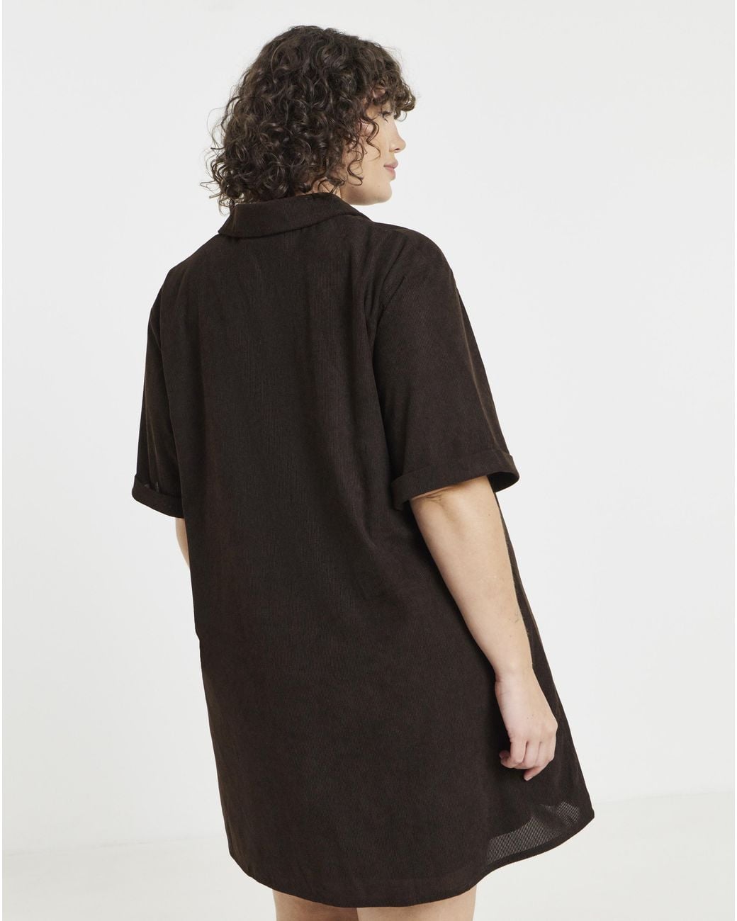 Simply Be Black Cord Shirt Dress