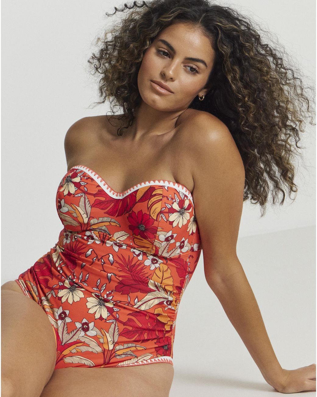 Figleaves Red Frida Bandeau Swimsuit Regular