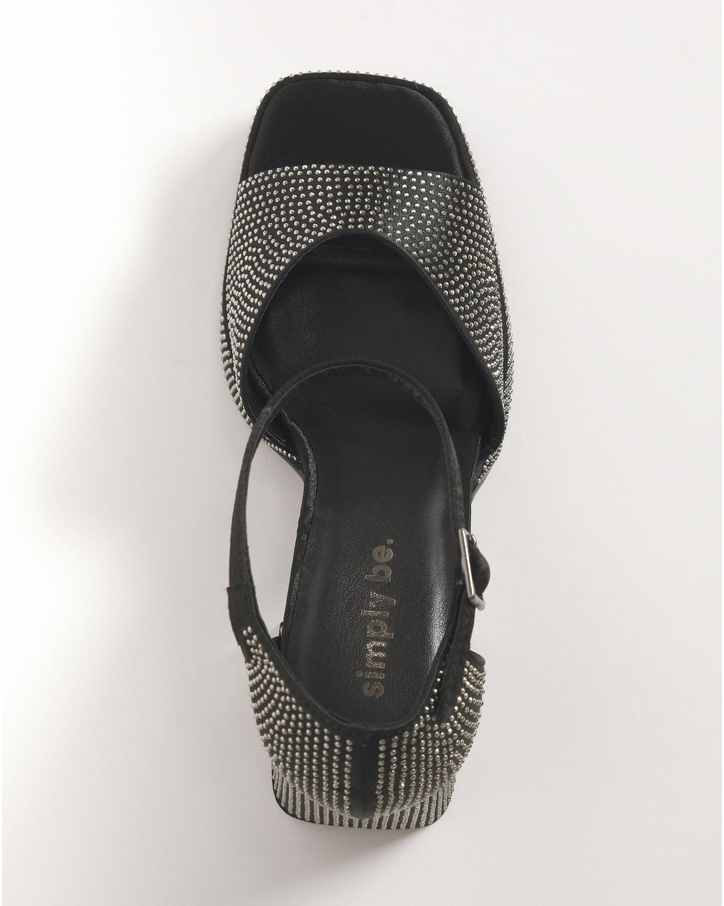 Simply Be Black Diamante Platform Heeled Sandals Ex Wide