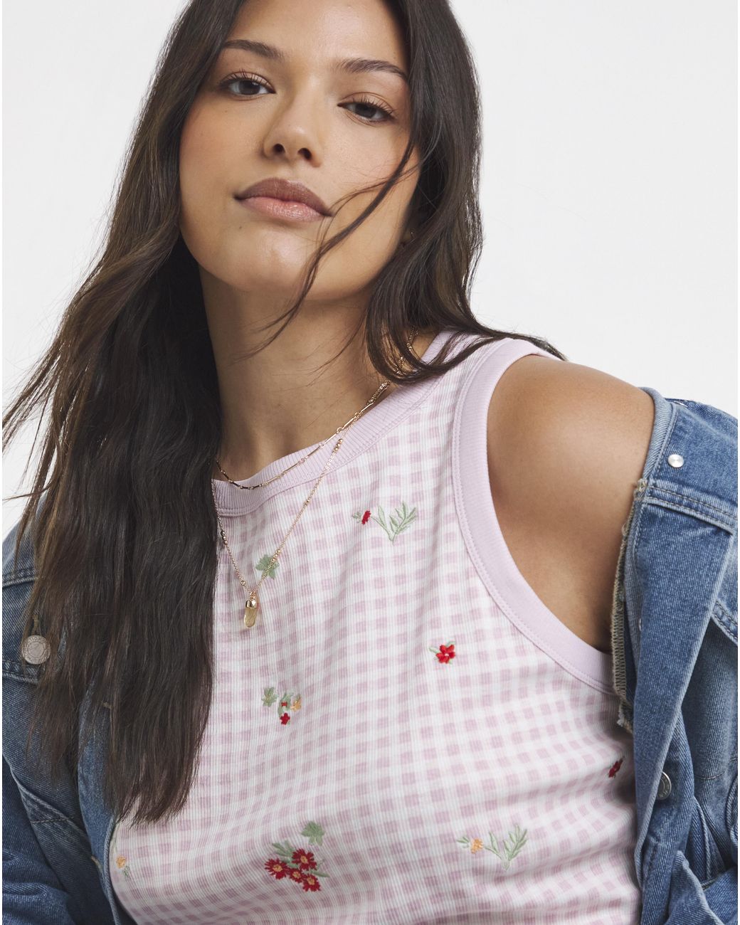 Simply Be Multicolor High Neck Embroidered Printed Tank