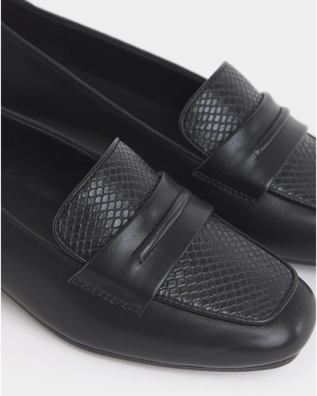 JD Williams Black Block Heel Penny Loafer Ex Wide