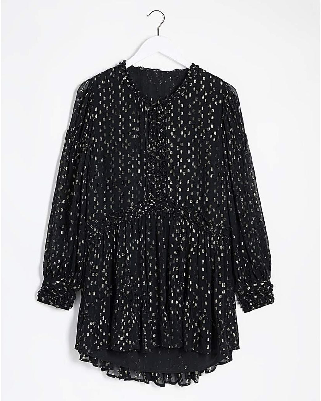 Joanna Hope Black Jo Foil Dobby Blouse