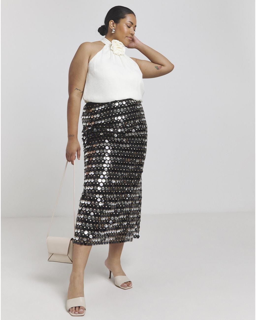 Joanna Hope Multicolor Sequin Column Skirt