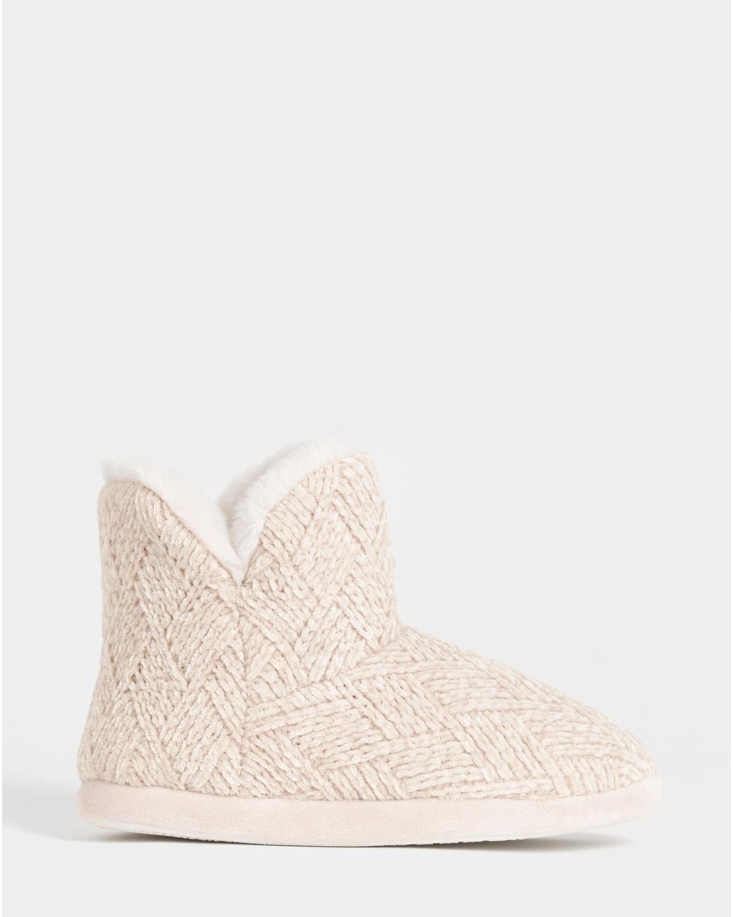 JD Williams Natural Knitted Bootie Slipper Ex Wide