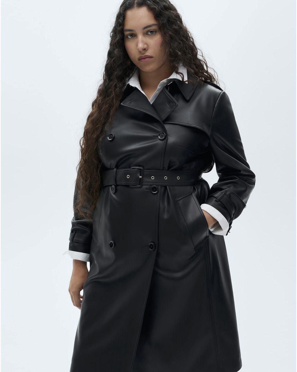 Mango Black Trenchcoat Polanapu