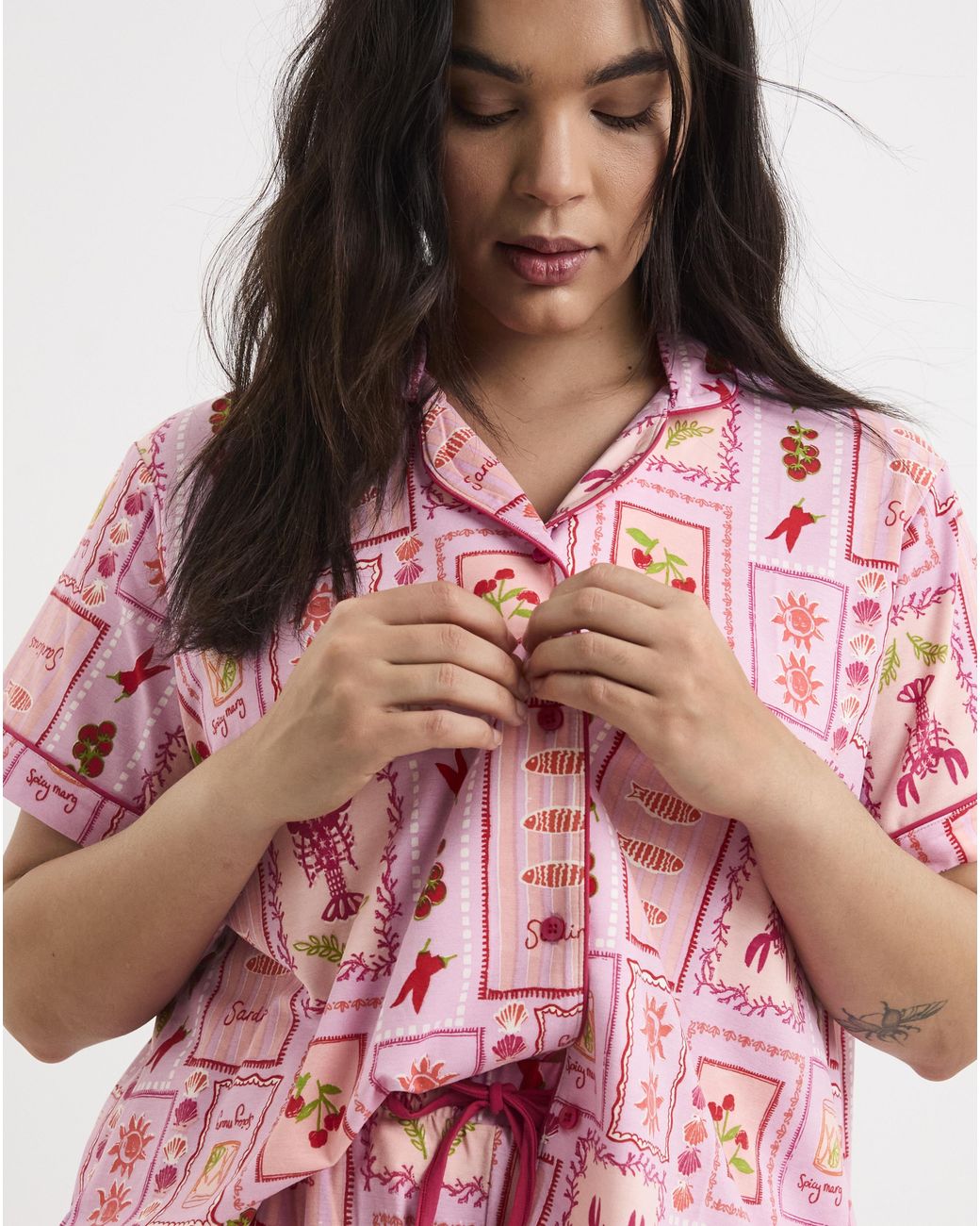 Simply Be Pink Shortie Printed Revere Set