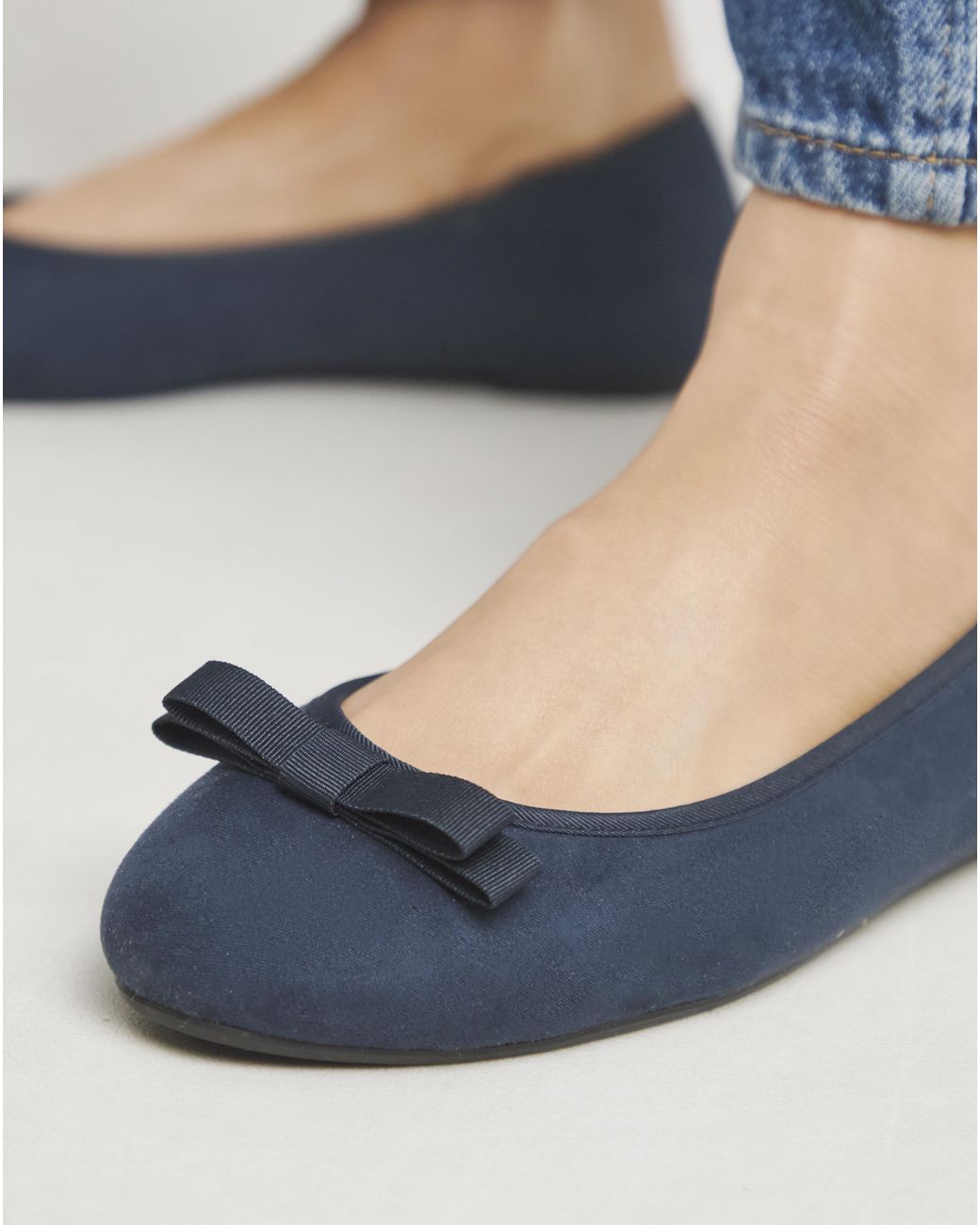 Simply Be Blue Classic Ballerina Bow Shoe Extra Wide