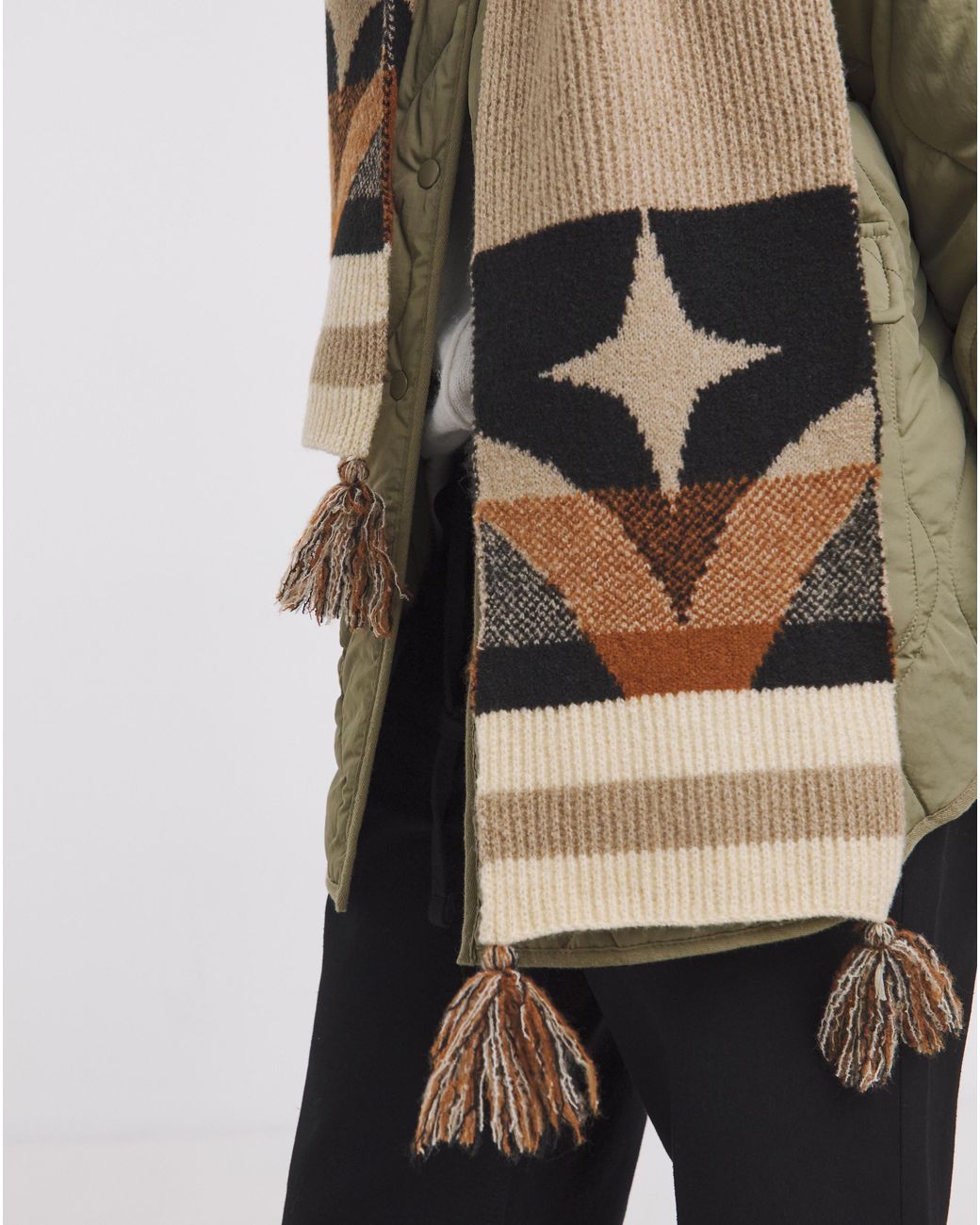 JD Williams Metallic Aztec Pattern Knitted Scarf