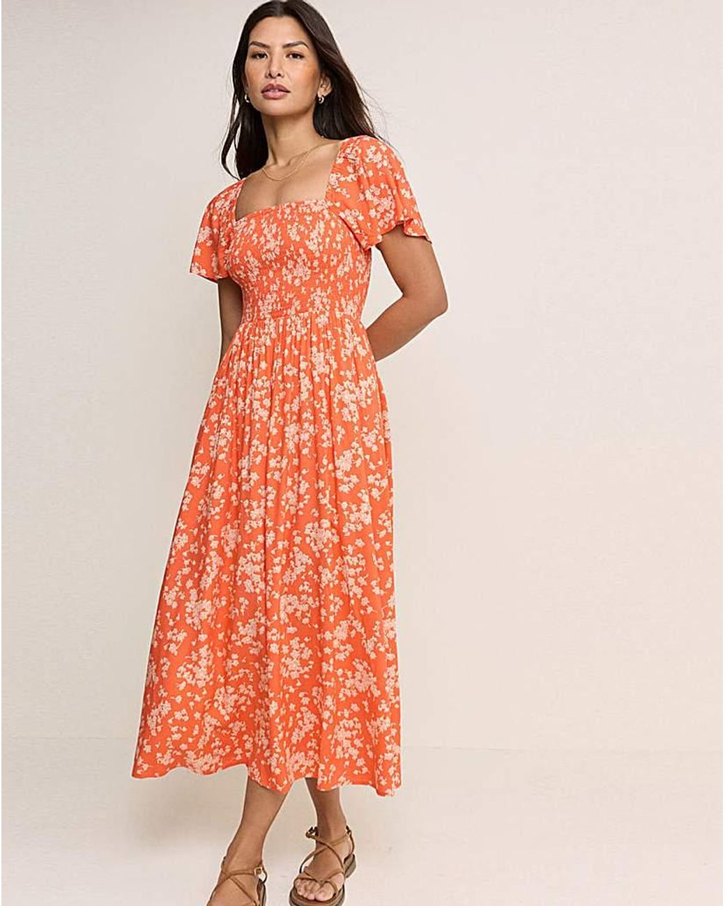 Nobody's Child Orange Bella Midi Dress