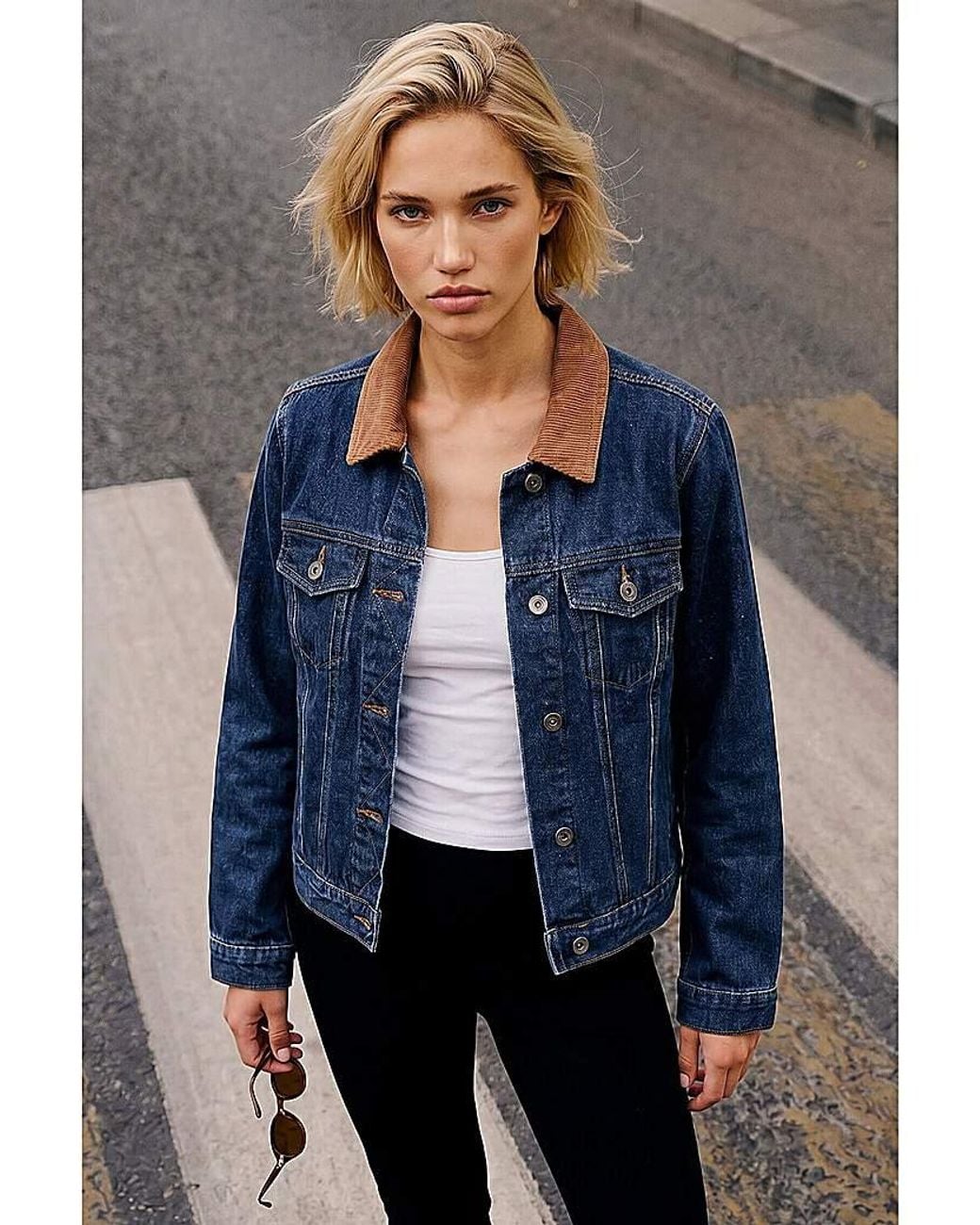 Roman Blue Roman Cord Collar Denim Jacket