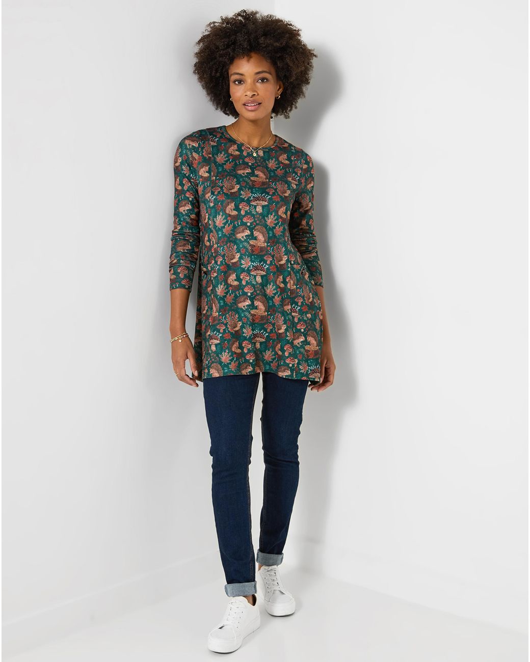 Joe Browns Green Hedgehog Printed Tunic Top