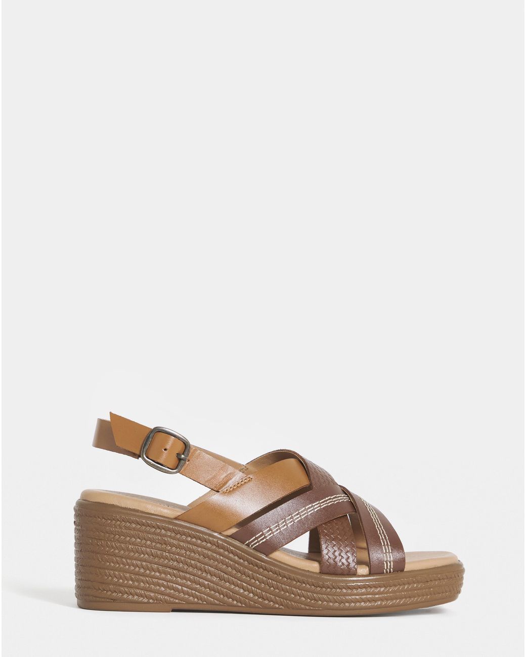 Heavenly Soles Natural Crossover Wedge Sandal Wide