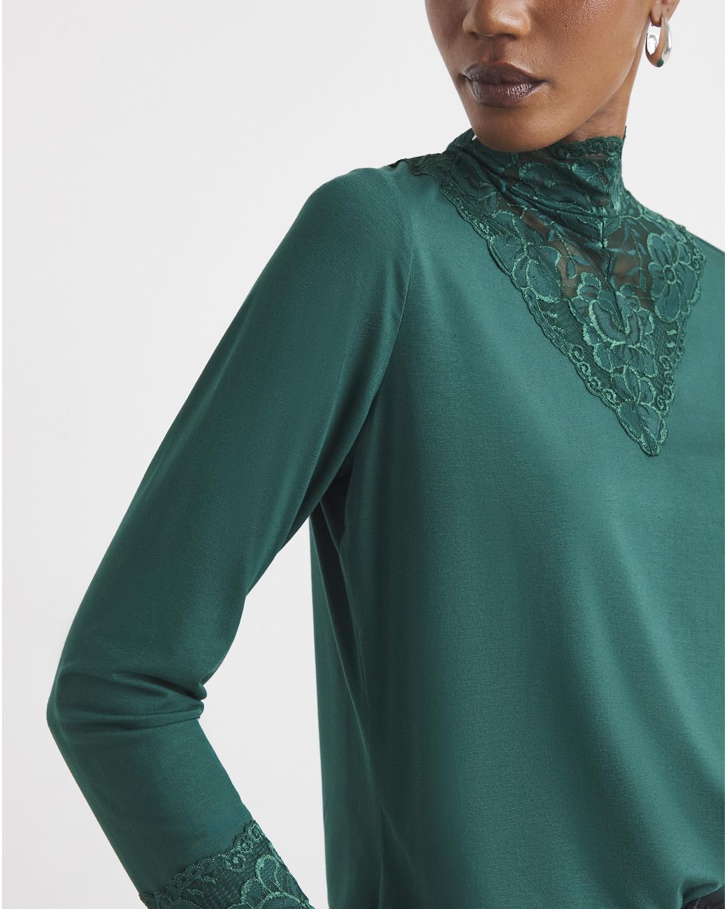 Joe Browns Green Darcie Lace High Neck Top