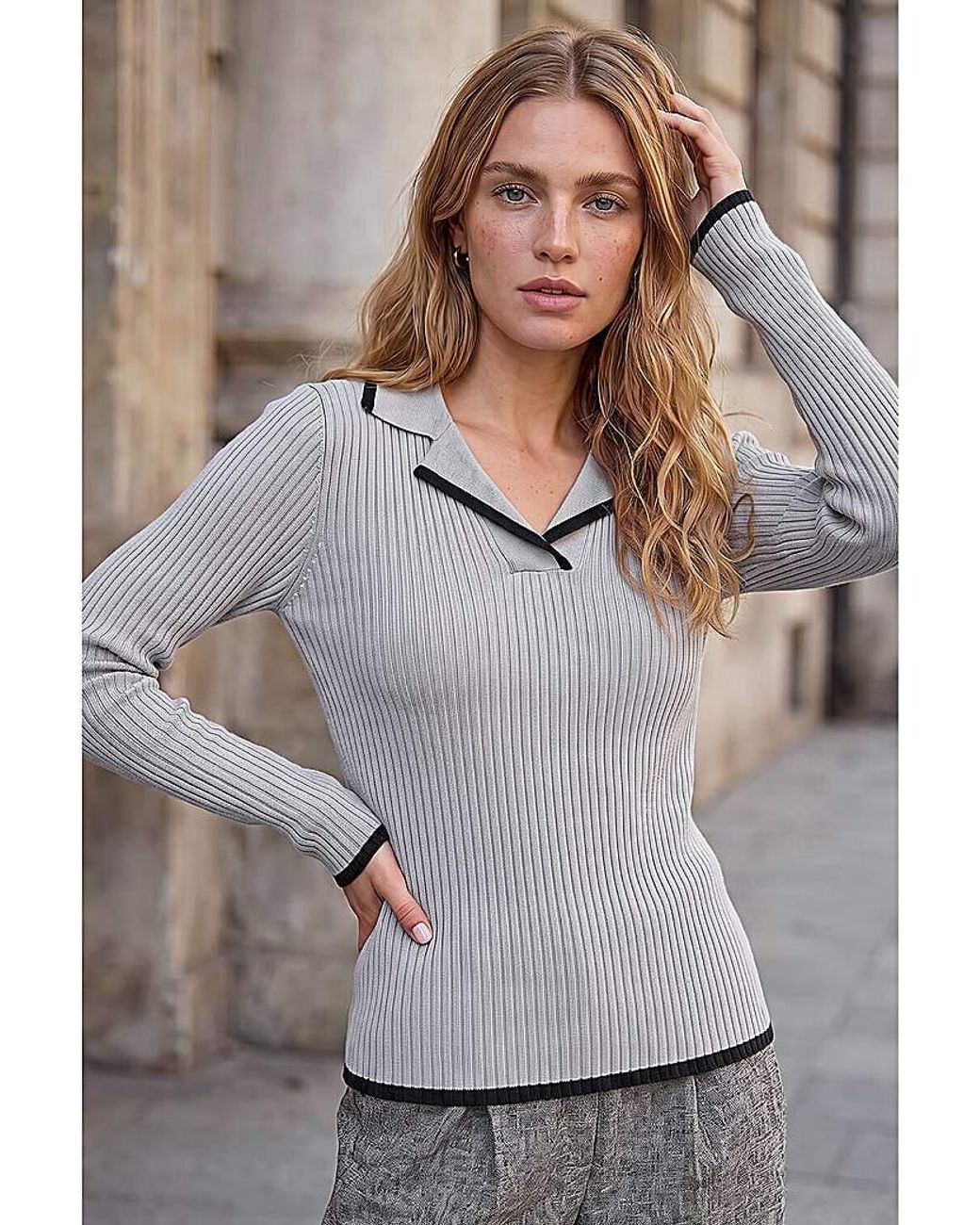 Roman Gray Roman Tipping Rib Henley