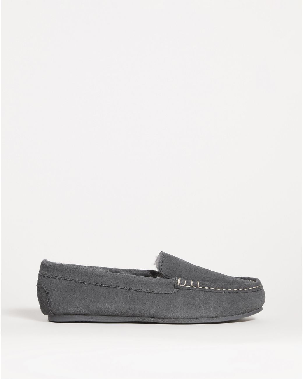 JD Williams Gray Classic Suede Moccasin Slipper Eee Fit