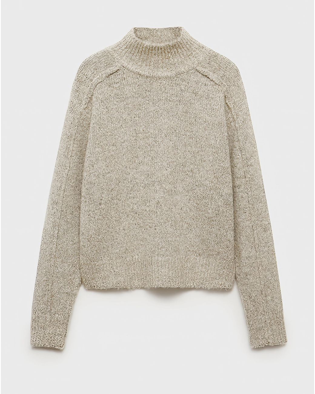 Mango White Creme High Neck Sweater