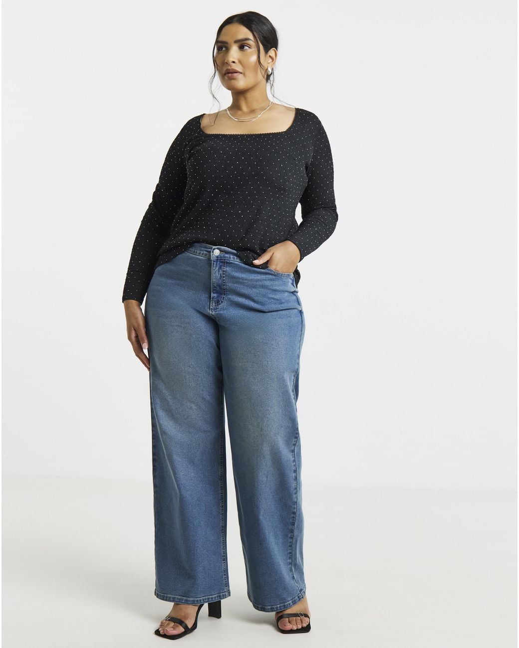 Simply Be Black Square Neck Top