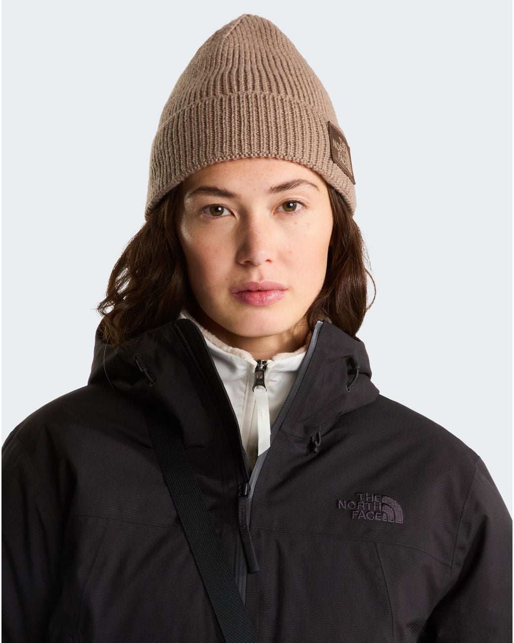 The North Face Brown Logo Box Cuffed Beanie