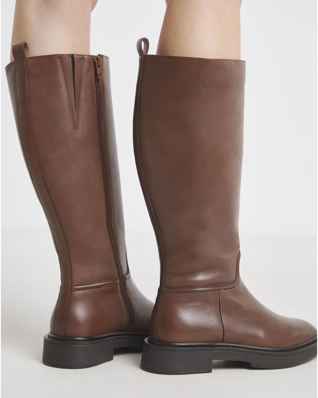 Simply Be Natural Leather Knee Riding Boots Ex Wide Sc
