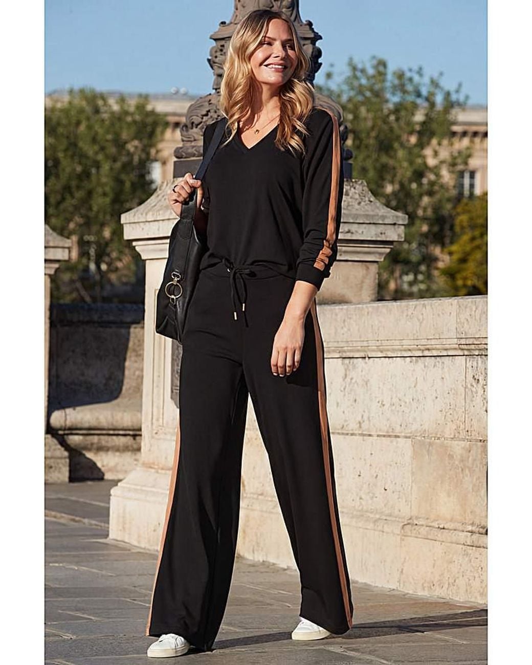 Sosandar Black Side Stripe Sweatshirt