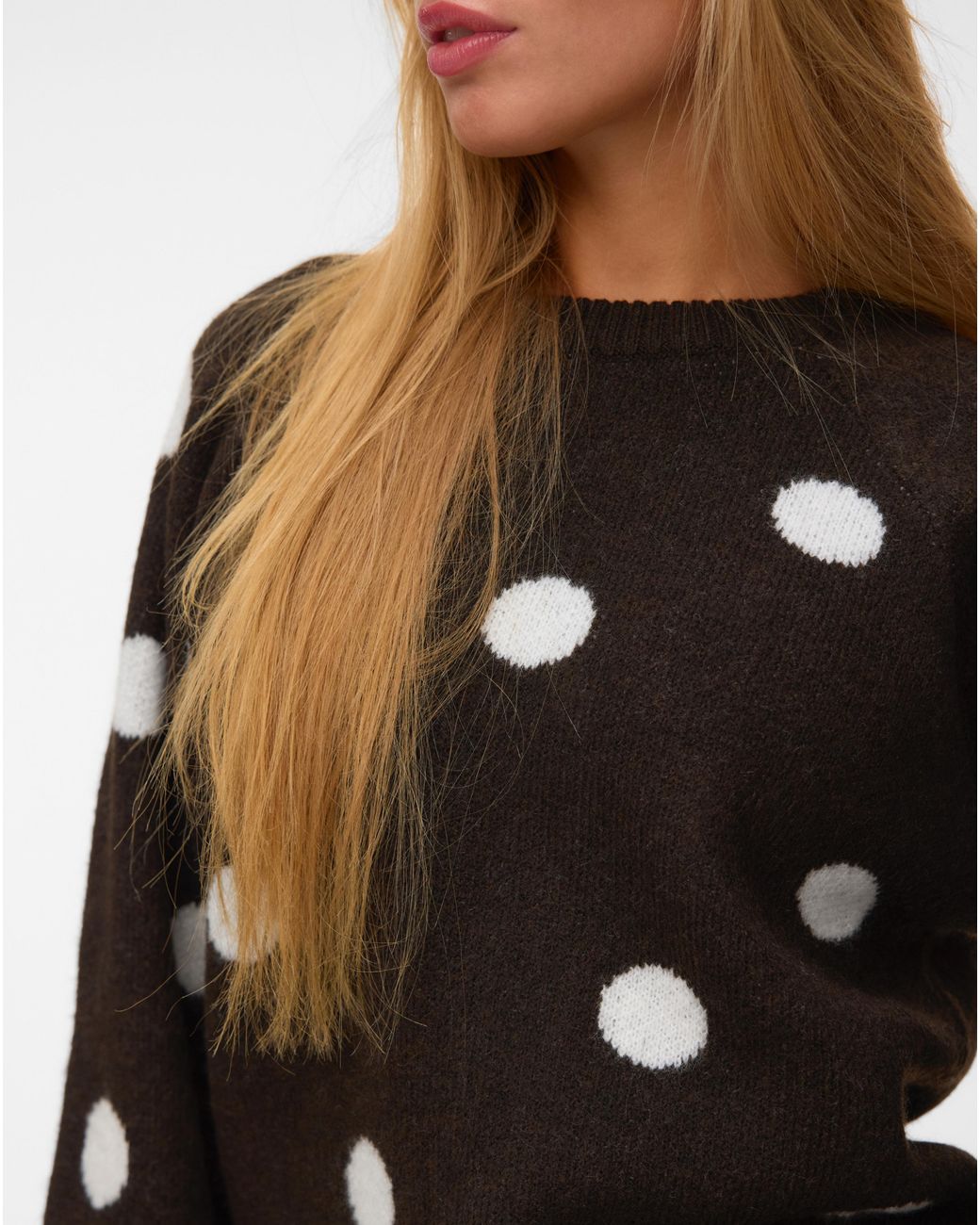 Vero Moda Brown Spot Knit Jumper