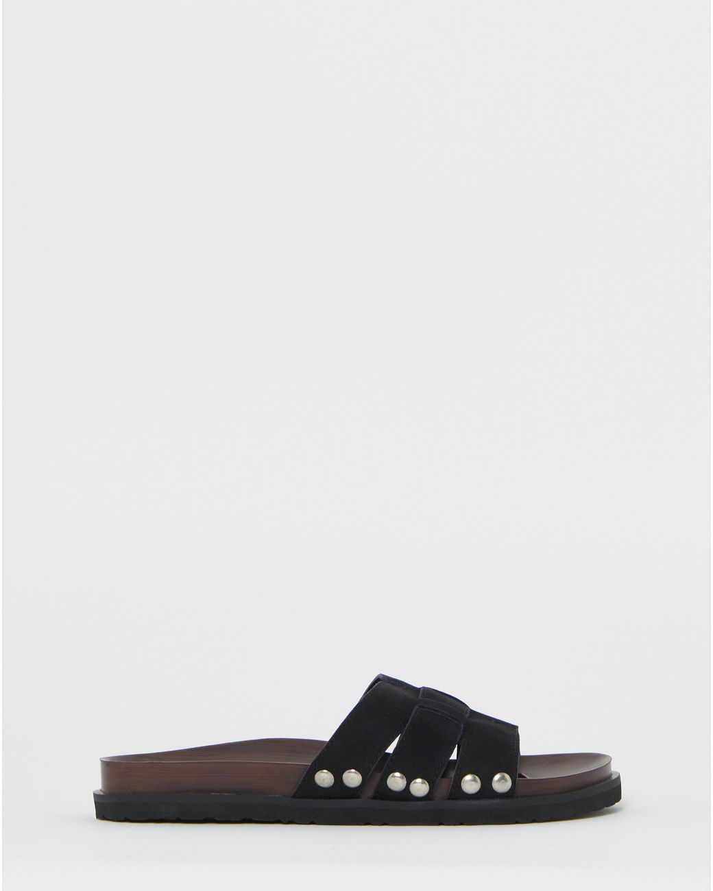 Simply Be Black Wood Effect Footbed Sandals Wide Fit