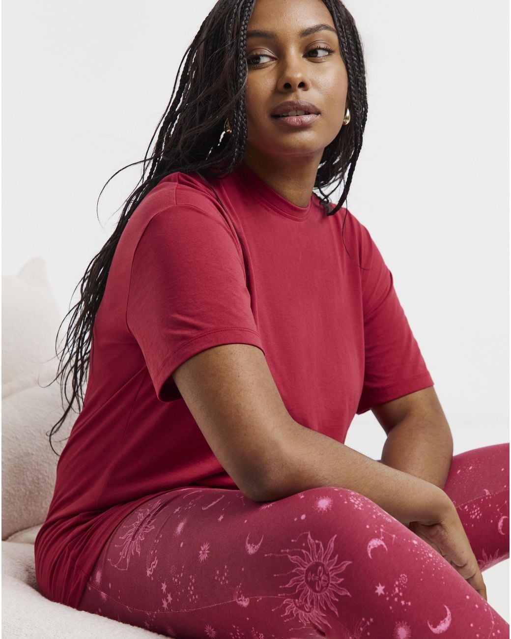Simply Be Red Celestial Burgundy 2 Pack Legging Pj Set
