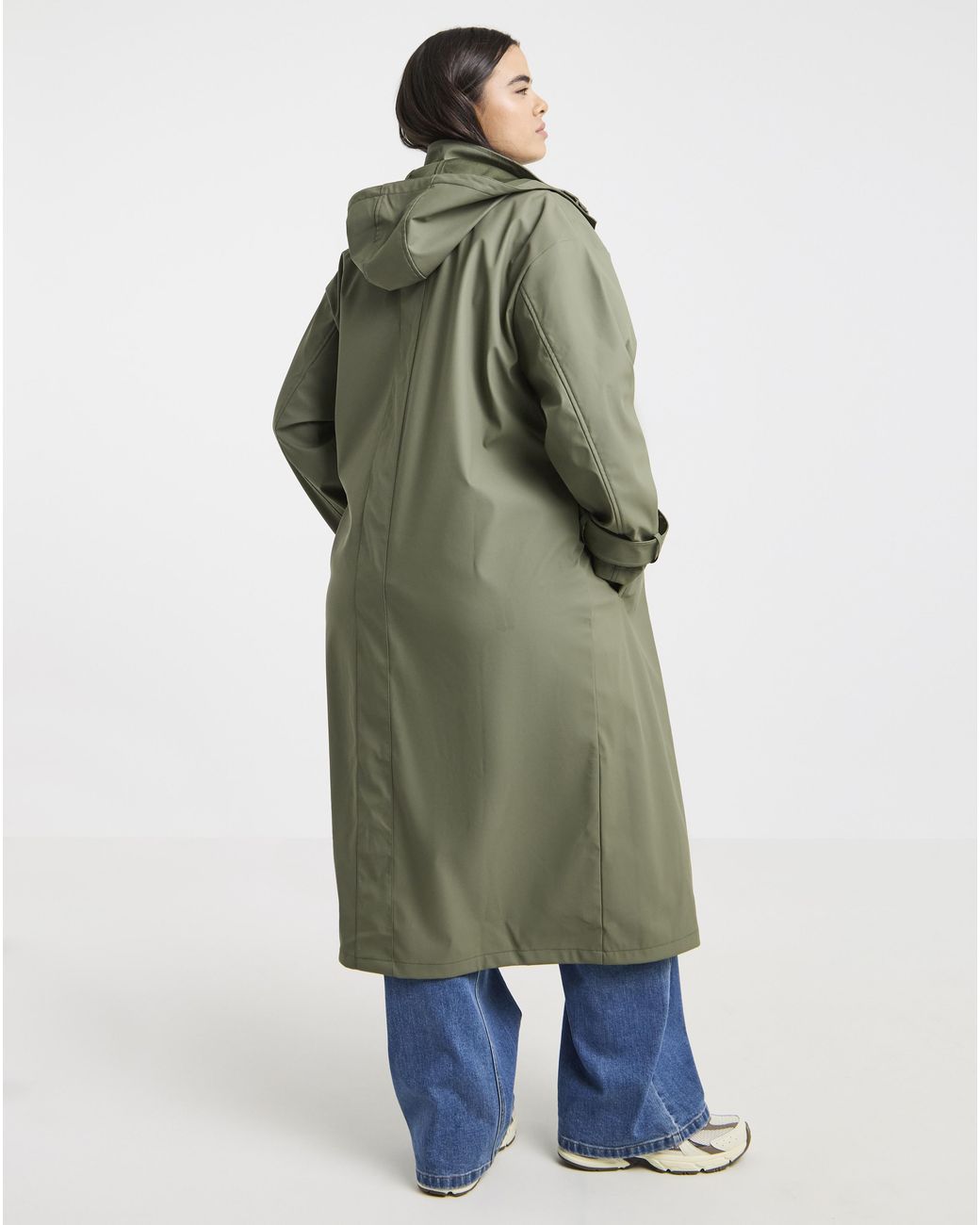 Simply Be Green Longline Rubberised Raincoat