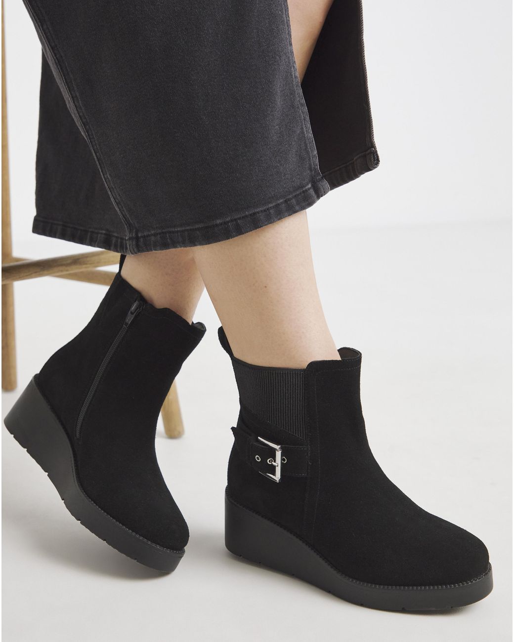 Simply Be Black Wedge Chelsea Boots Wide