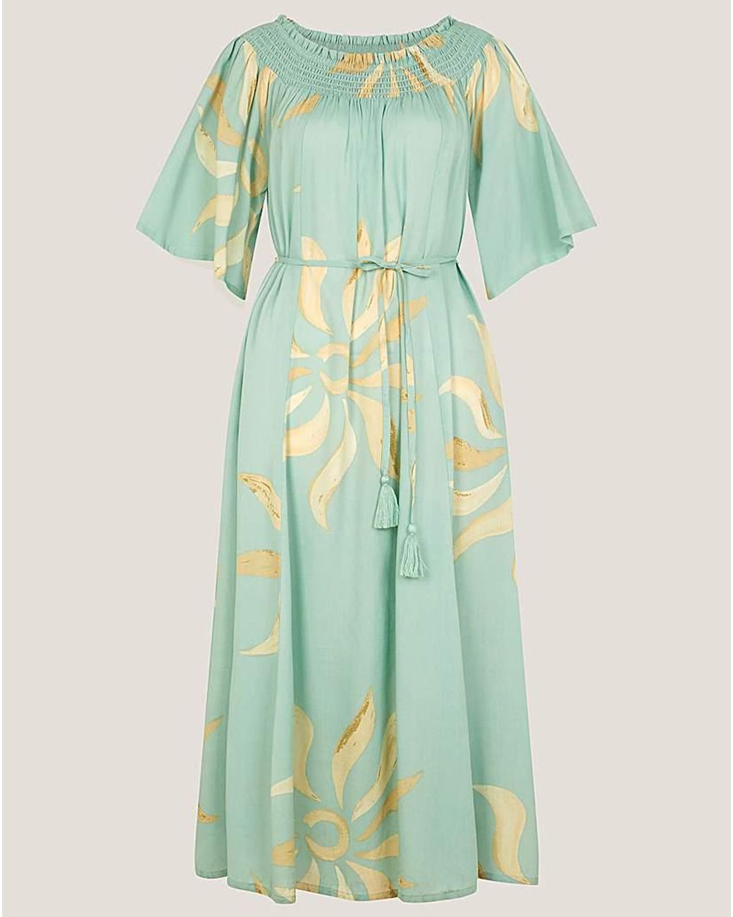 Monsoon Green Tashie Sun Print Midi Dress