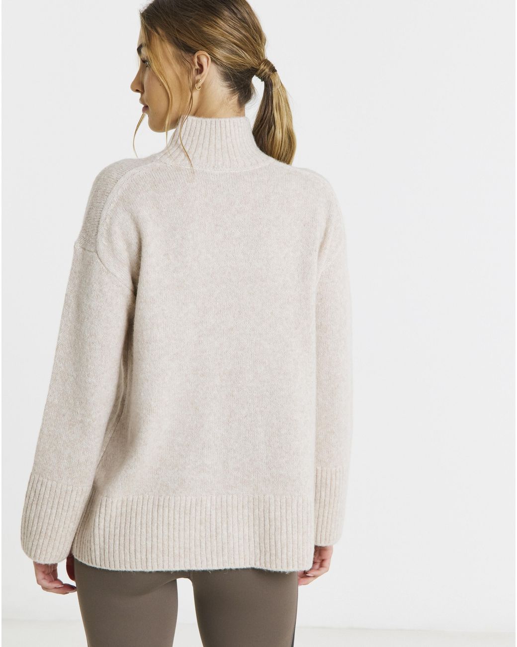 Sweaty Betty Natural Wool Funnel Neck Jumper