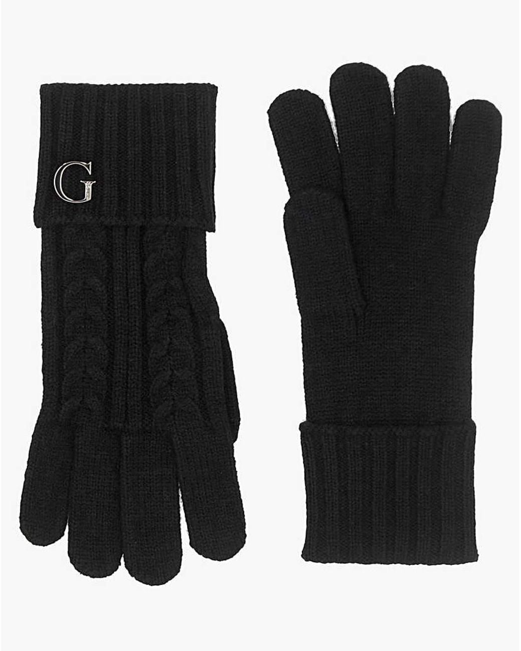 Guess Black Knitted G Logo Gloves