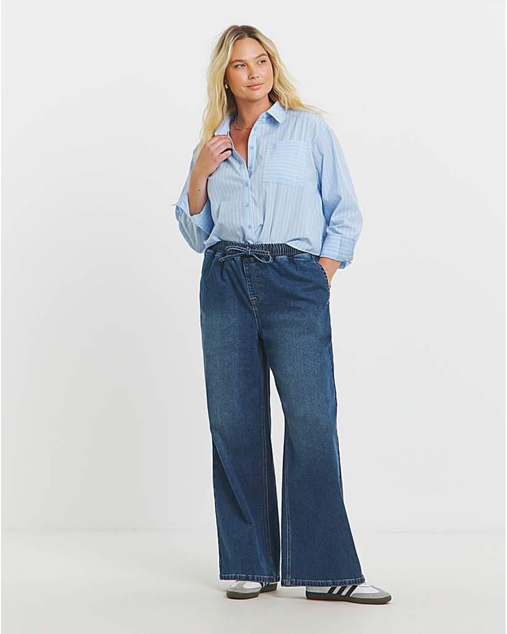 Simply Be Blue Tie Waist Jogger Jeans