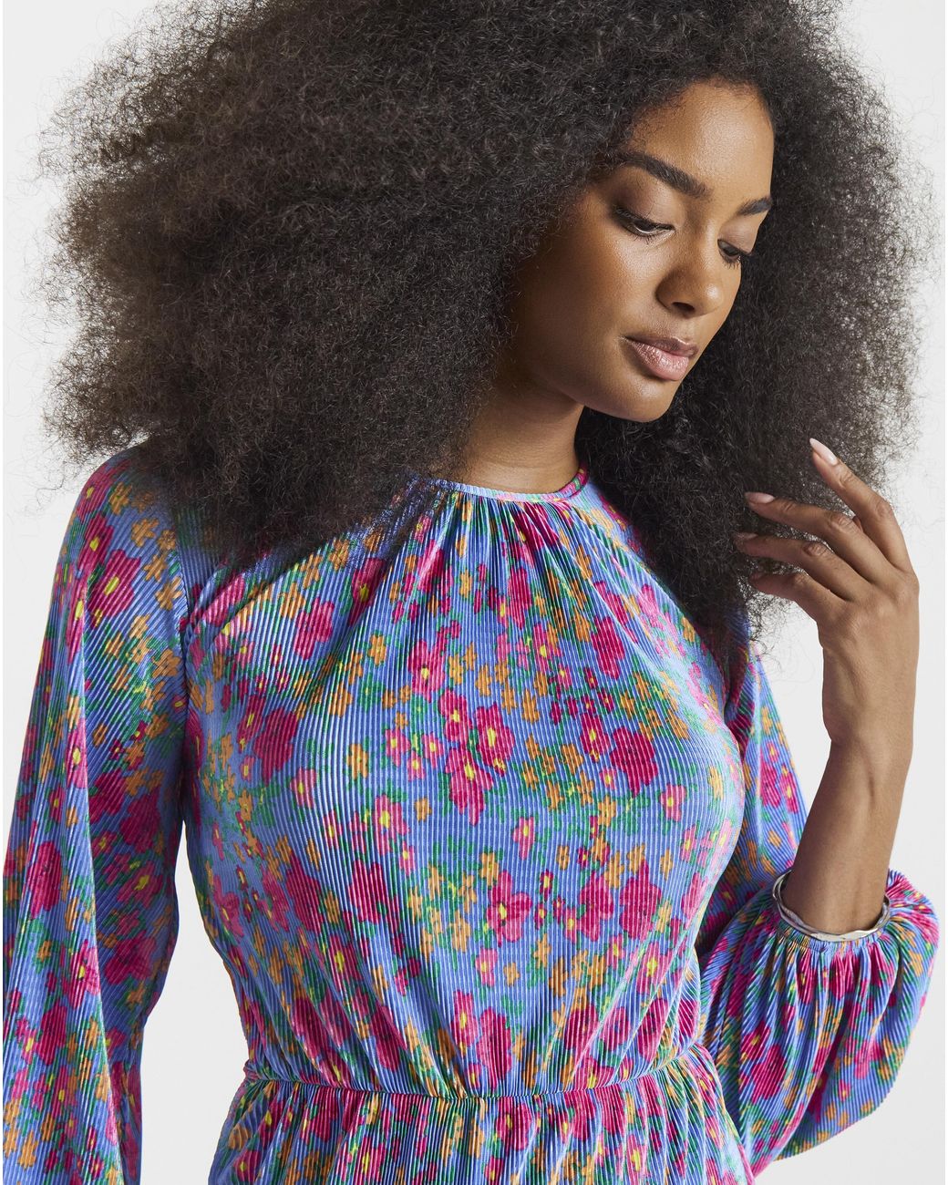 Simply Be Blue Cut Out Back Plisse Midi