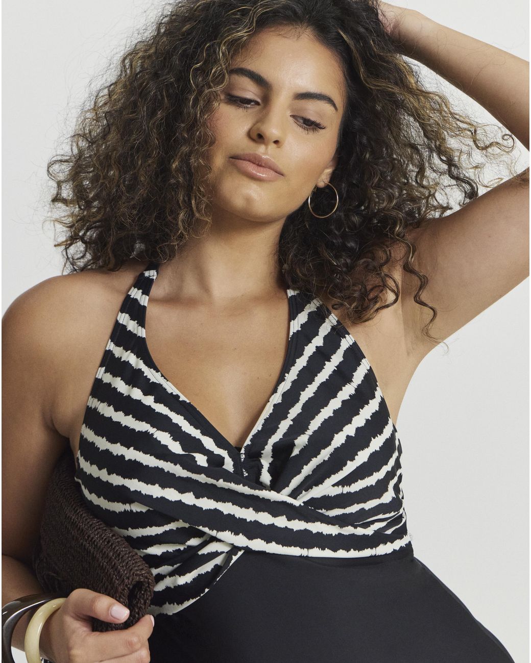 Figleaves Blue Halter Tummy Control Swimsuit