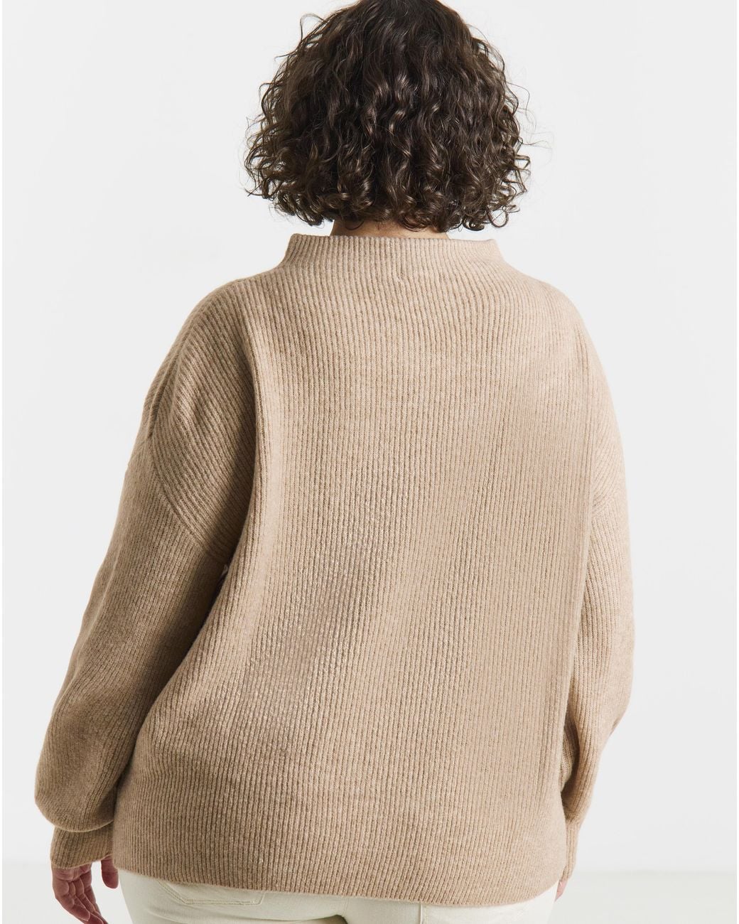 Simply Be Brown Rib Funnel Neck Jumper