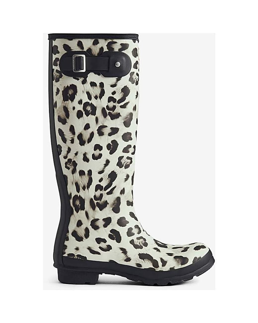 Hunter Black Original Tall Snow Leopard Boot