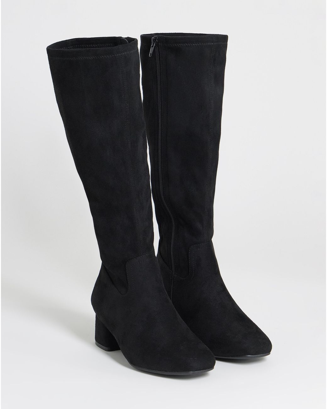 JD Williams Pink Block Heel Stretch Knee Boot D Fit Std
