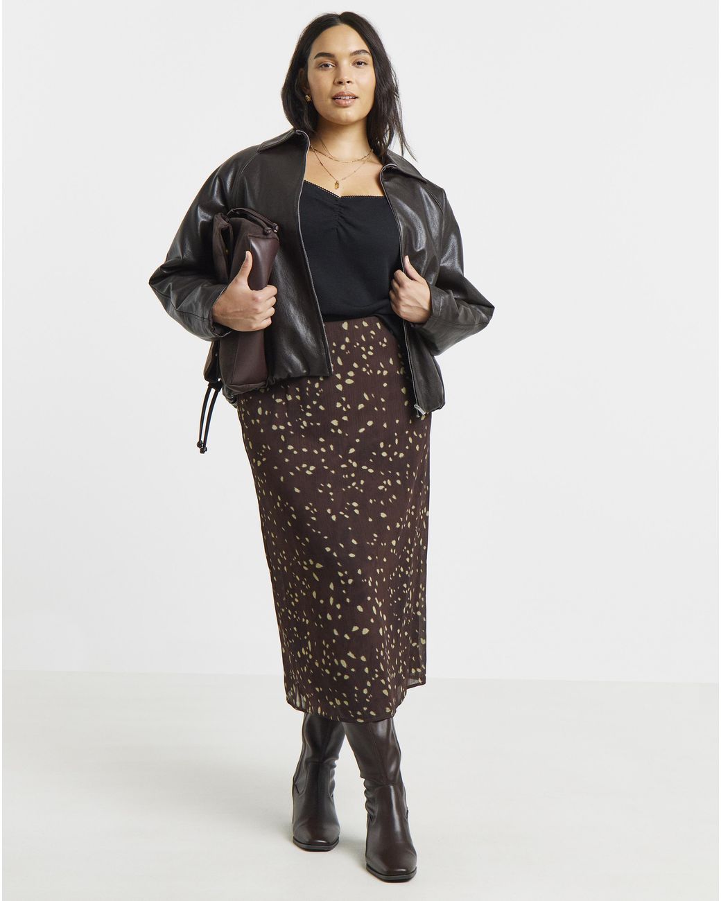 Simply Be Multicolor Deer Print Chiffon Maxi Skirt