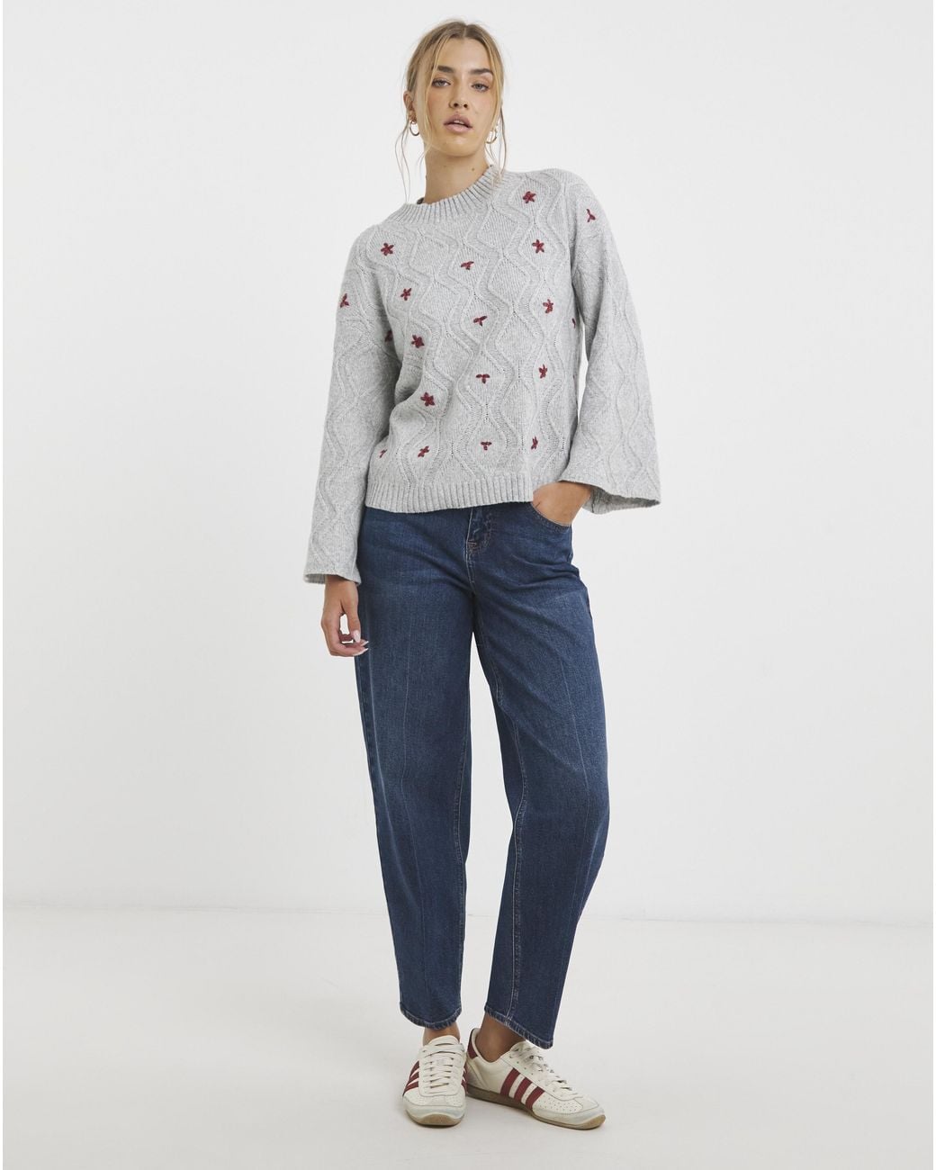 Native Youth White Floral Applique Jumper