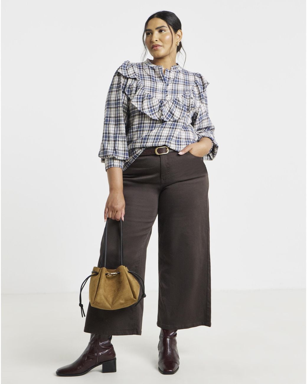 Simply Be Gray Frill Shirt