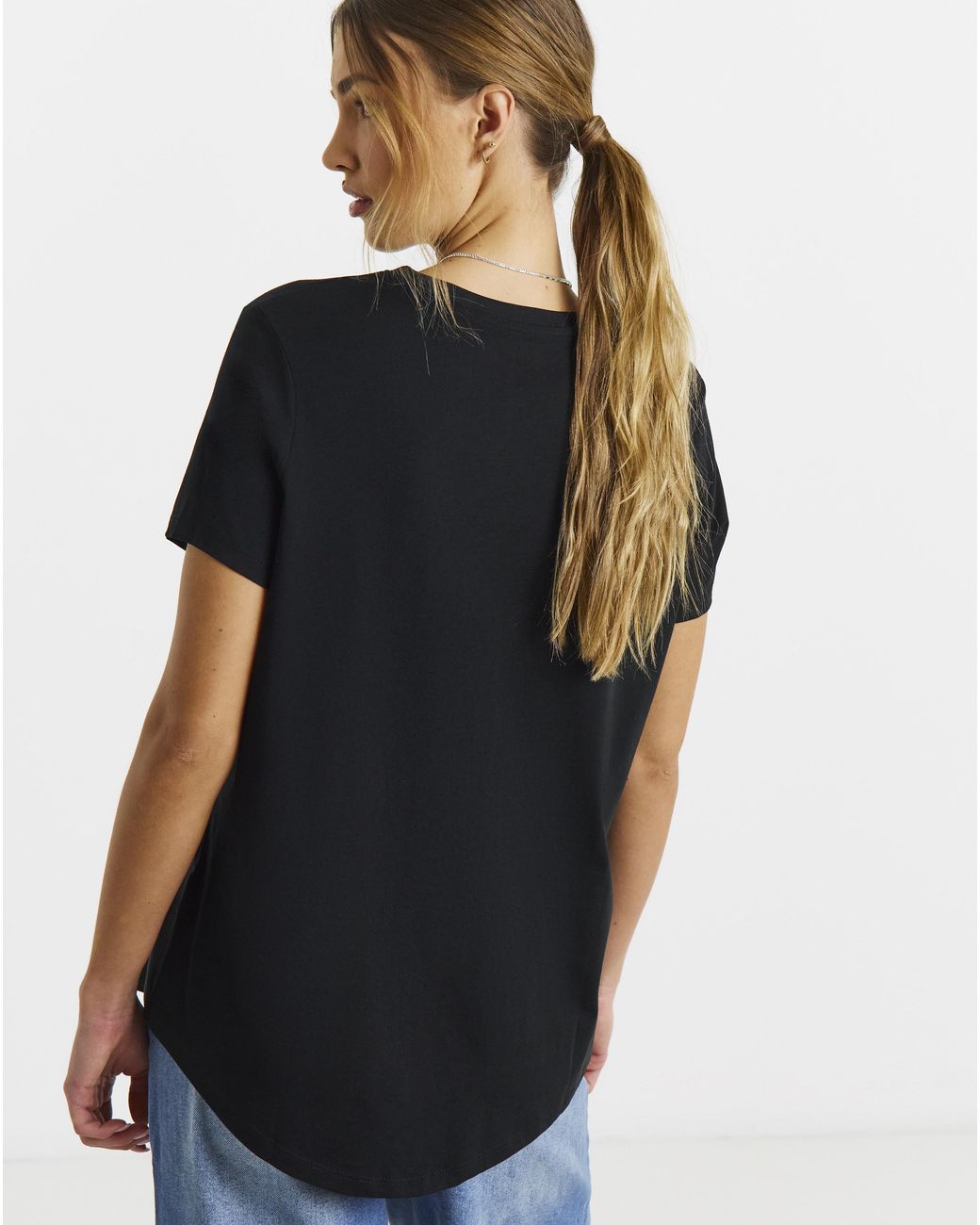 Simply Be Black 2 Pack Curved Hem Longline T-Shirt