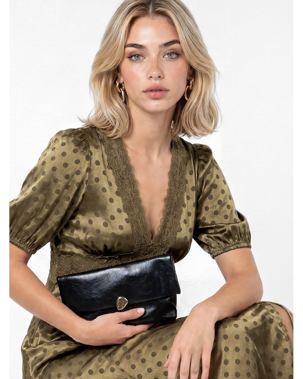 Lovedrobe Green Polka Dot Lace Midaxi Dress