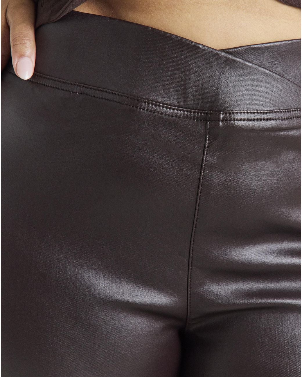 Simply Be Brown Coated Weekender Flare Jeggings