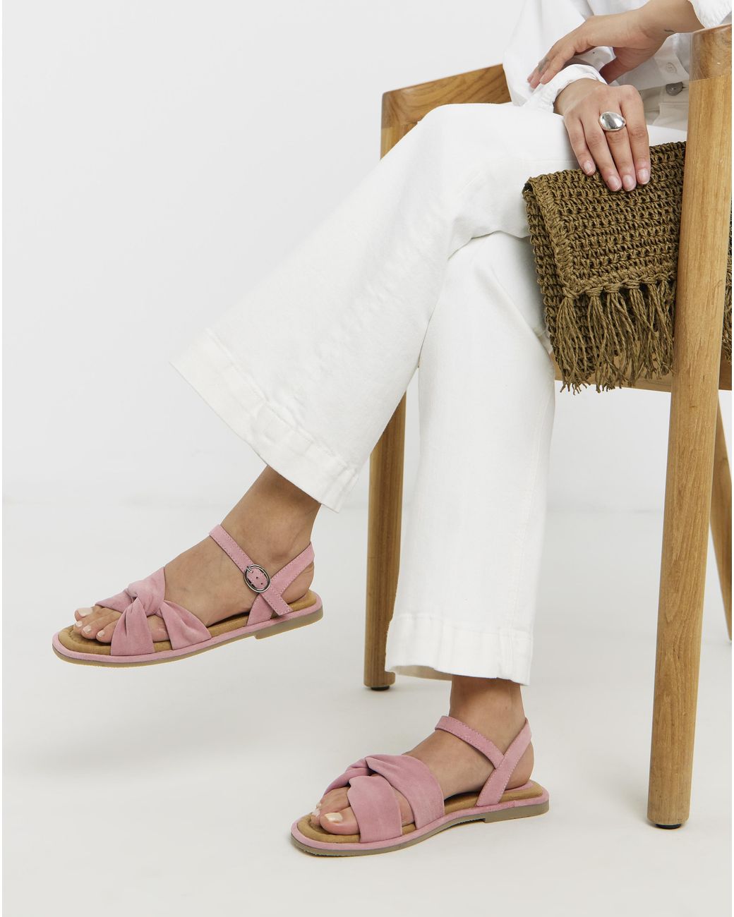JD Williams White Soft Twist Two Part Sandals Wide