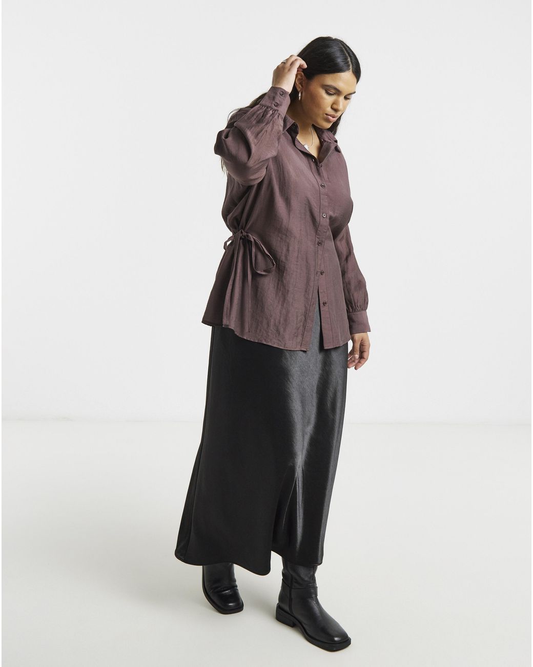 Simply Be Purple Drawstring Waist Oversized Shirt