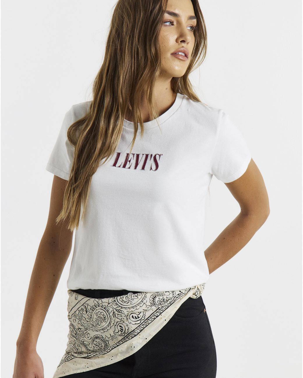 Levi's White The Perfect Tee Stud Logo